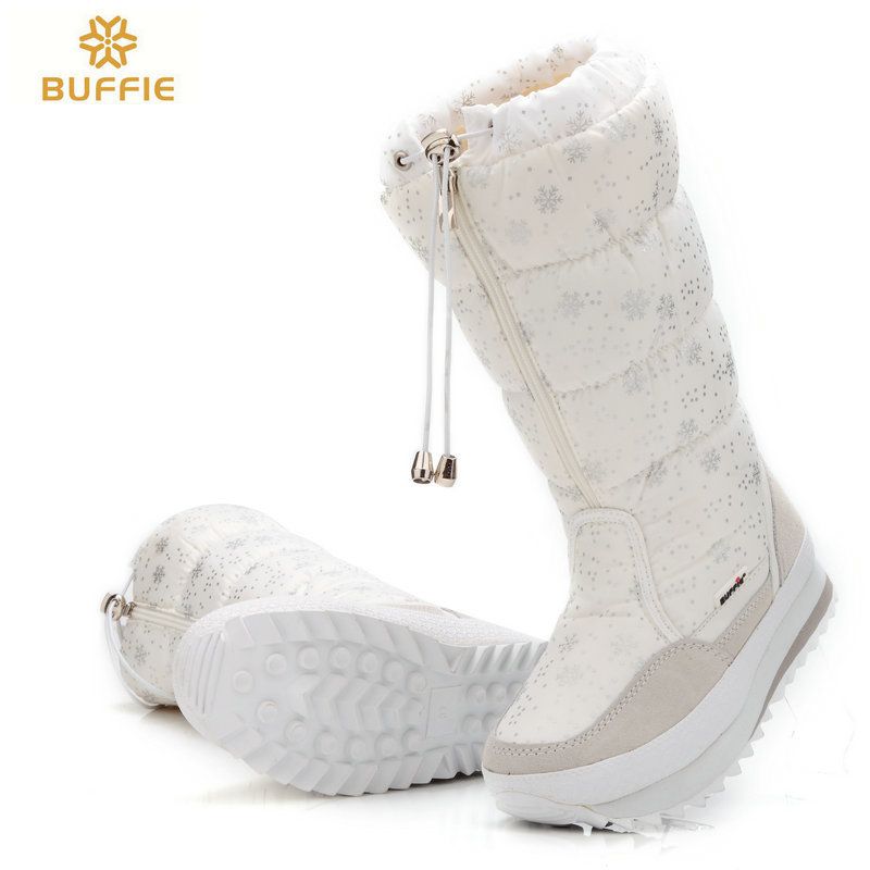 Ski Boots Nine Color Snowflake New High Boots Thickened Wool Flat Bottom One Piece Women's Snow Boots_desvips.com