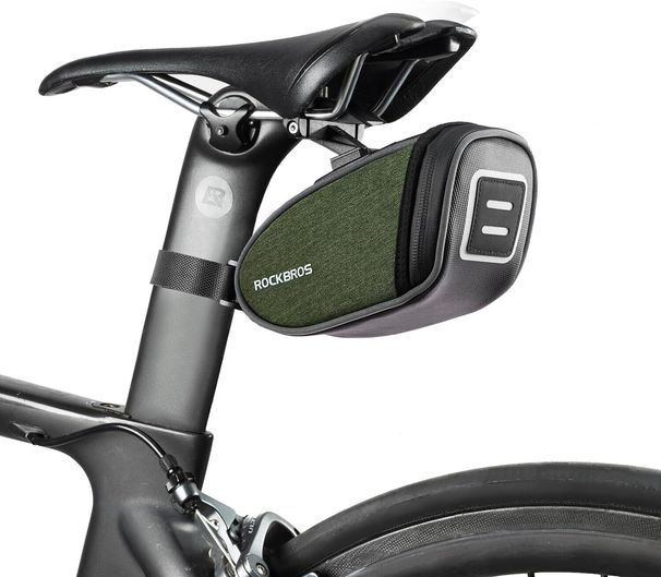 ROCKBROS Bicycle Saddle Bag with Mounting, 0.45L Seat Bag, Dark Green_desvips.com