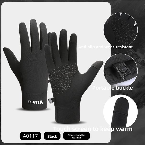 Outdoor Parent-Child Autumn Winter Children's Sports Running Cycling Touchscreen Warm Gloves Fleece Lined Cold-Proof_desvips.com