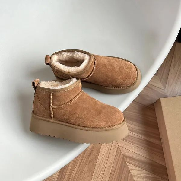Desiger Fluffy Sow Boots Mii Wome Me Witer Australia Tasma Platform Ug Boot Fur Slipper Akle Wool Shoes_desvips.com