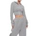 Autumn Winter Casual Hoodie Women's Zipper Hooded Short Sty, Slimming And Wide G Pants Two-piece Set, Spicy Girl_desvips.com