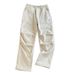 Japanese Style Rose Same Style~ Fleece-Lined Soft Shell Jacket Winter Paratrooper Outdoor Waterproof Casual Hiking Pants_desvips.com