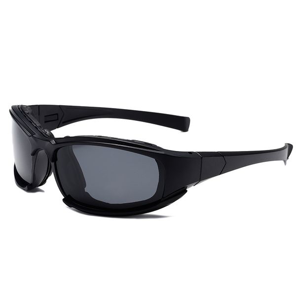 Outdoor Polarized Photochromic Glasses Cycling Goggles Skiing Black Frame Windproof Sand Sponge Tactical CS Sunglasses_desvips.com
