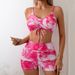Tie-dye Sexy Split Print Boxers High Waisted Bikini Women_desvips.com