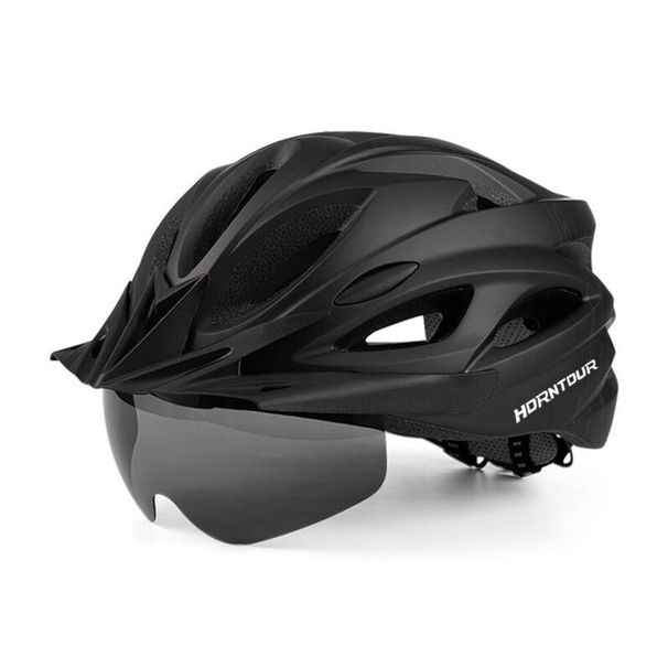 HORNTOUR Bicycle Helmet Ventilated Breathable Outdoor Ultralight Road Mountain Integrated Molding With Goggles Brim_desvips.com