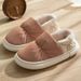 Down Cloth Cotton Slippers Women Couple Home Fleece-lined Winter Warm Indoor Thick Sole Outer Wear Thickened_desvips.com