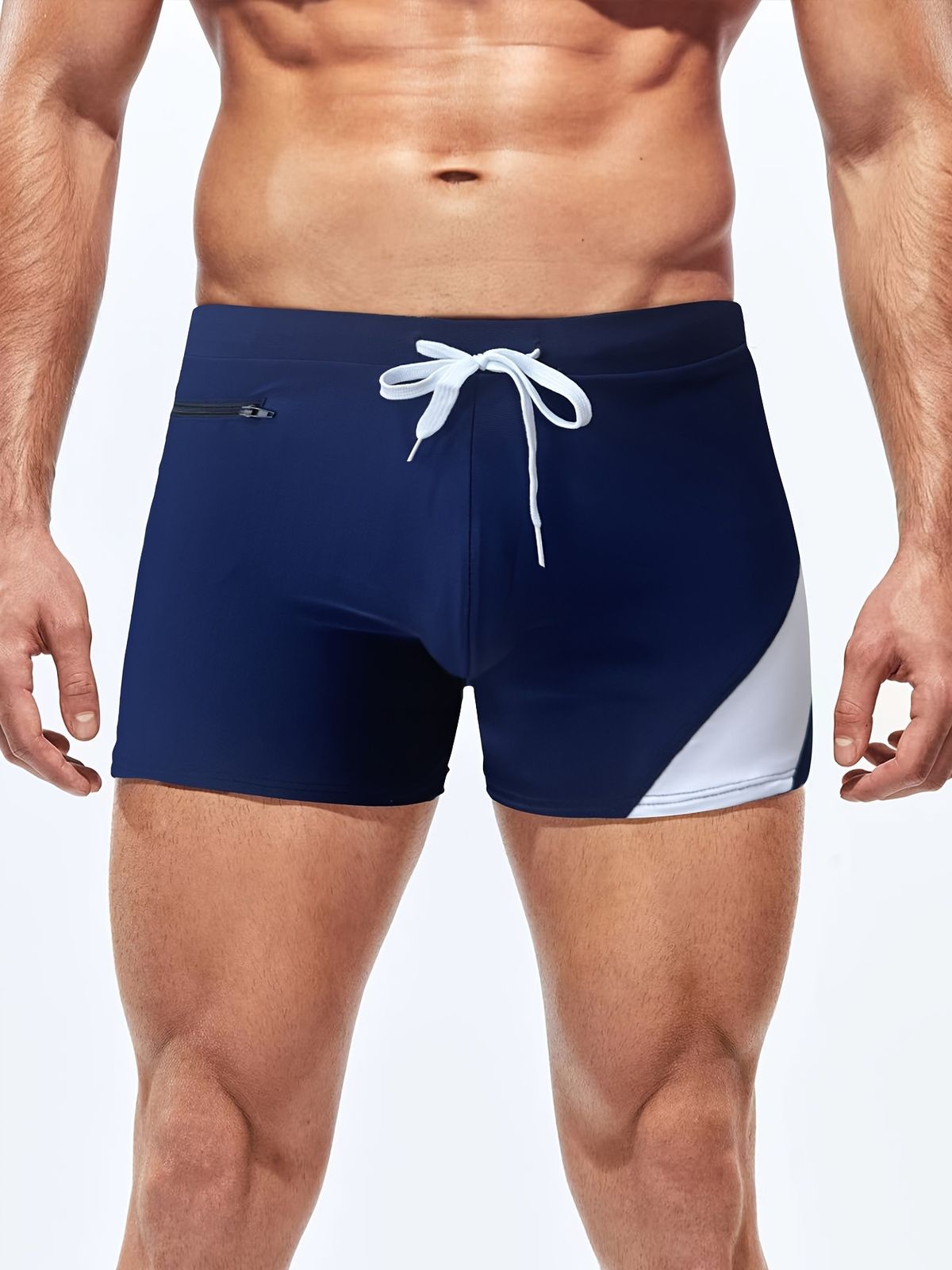 Men's Quick-Dry Swim Trunks With Zipper & Drawstring - Solid Color & Slim Fit For Beach & Pool (Anti-Slip & Secure Fit)_desvips.com