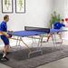 Tischtennisplatte, Klappbar, Inkl. 2 Schläger, 3 Bälle, Netz, Indoor, Metallgestell, 274x152x76cm, Blau_desvips.com