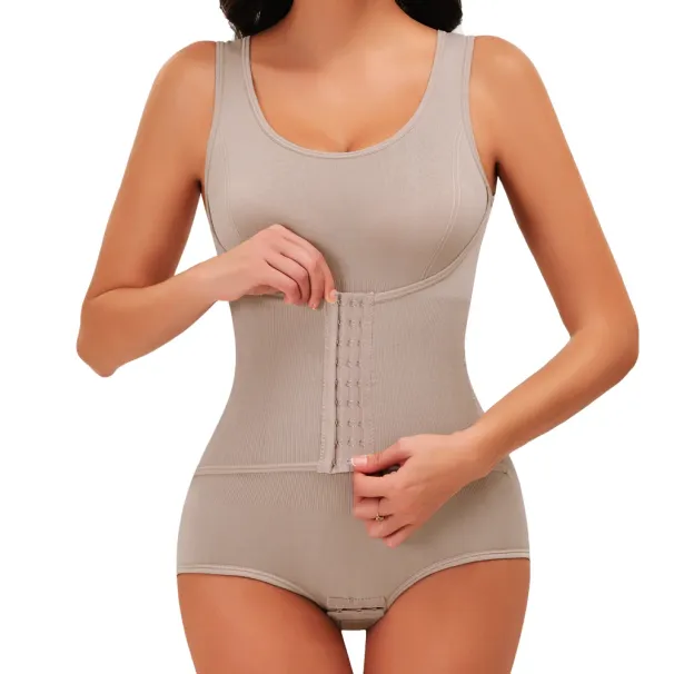 Women Bodysuit Shapewear With Hooks Belts Tummy Control Fajas Body Shaper Waist Trainer Belly Slimming Cincher Corset Tops_desvips.com