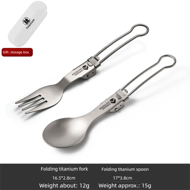 outdoor Portable Multifunctional And Chopsticks, Tableware, Camping Folding Spoon, Titanium Alloy Fork_desvips.com