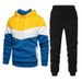 New Men's Sports Fashion Casual Winter Stitching Hooded Sweatshirt And Trousers Suit_desvips.com