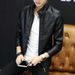 Men's Clothing Autumn and Winter Men's PU Leather Jacket Men's Thin Casual Men's Jacket Stand Collar Slim Leather Jacket Youth_desvips.com