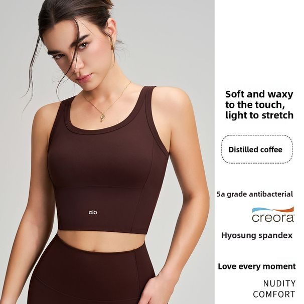 Fashion Yoga Tank Top Fixed Cup Bra For Women Shockproof Gathered Medium To High Intensity Sports Underwear_desvips.com
