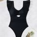 Two-Piece Separates Hot Selling Ruffled Sexy Backless Hollow Twisted Gathered One Piece Waist Slimming Swimsuit_desvips.com