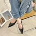 Version High JC Peep Toe Half Slippers For Women Summer Fashion Flat Rhinestone French Pointed Genuine Leather Internet_desvips.com