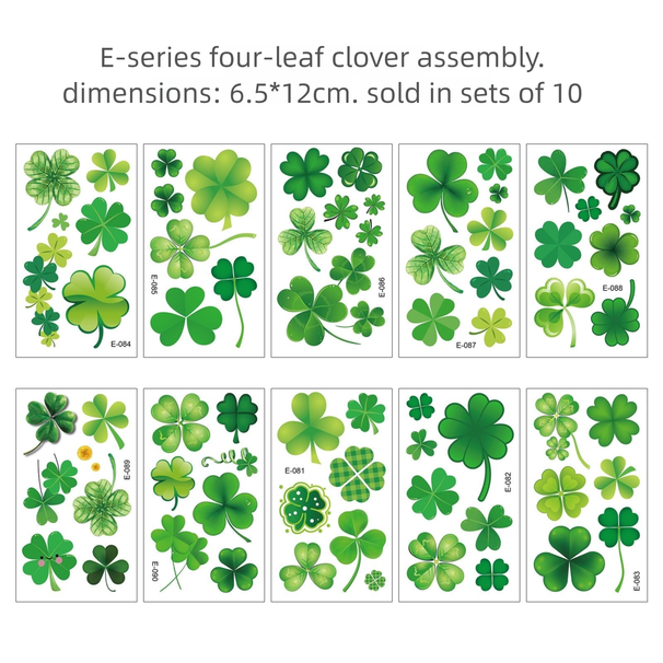 Cross-border St. Patrick's Day Clover Face And Eye Stickers, Irish Painted Green Hat Waterproof Tattoo Stickers_desvips.com