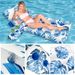 Eco-Friendly Thickened PVC Floating Bed With Leaf Design - Single Inflatable Lounge Chair With Cup Holder & Backrest Holes (Quick-Dry Heavy-Duty)_desvips.com