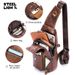 Men's Genuine Leather Chest Bag, Retro Sling Crossbody Shoulder Bag Large Capacity For Daily Travel_desvips.com