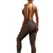 Cross-border Bestseller: Halter Neck Leopard Print Jumpsuit With Peach Butt Effect, Long Pants Yoga Wear, Fitness_desvips.com