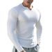 Sports Long Sleeve T-Shirt For Men V-Neck Round Neck Tight-Fitting Moisture-Wicking High Elastic Training Running_desvips.com