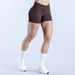Seamless Yoga Shorts Matte Finish Cross Waist Ruched Low Rise Hip Lifting Leggings Fitness Body Building Sports_desvips.com