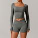 Women’s Clothing Long Sleeved Yoga Suit Large Neckline One Shoulder Long Sleeved Fitness Sports Suit Female_desvips.com