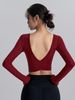 2025 Style Yoga Shirt With Chest Pads, Beautiful Back Design, New Year Red Square Neck Slimming Top, Pilates Running_desvips.com