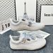 Women's 2025 Spring Summer New Letter Canvas Women Thick Sole Genuine Leather Versatile Casual Shoes Sneakers European_desvips.com