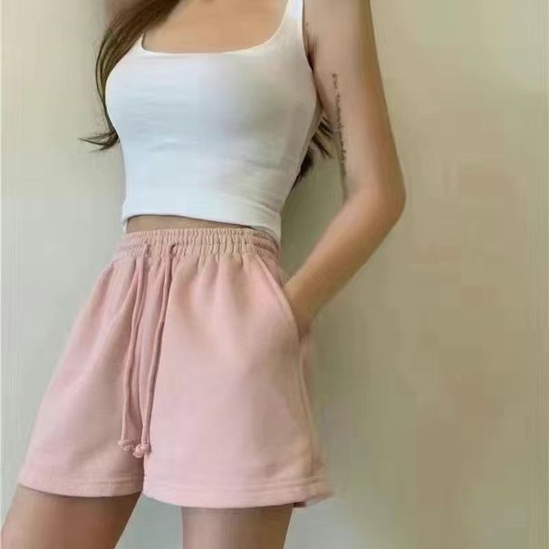 Summer Casual Running Outfit For Women 2026 New Short-Sleeve Printed T-Shirt + Wide-Leg Shorts Sports Two-Piece Set_desvips.com