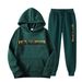 New Letter Fashion Print Unisex Sportswear Fleece Two-Piece Loose Hoodie Set_desvips.com