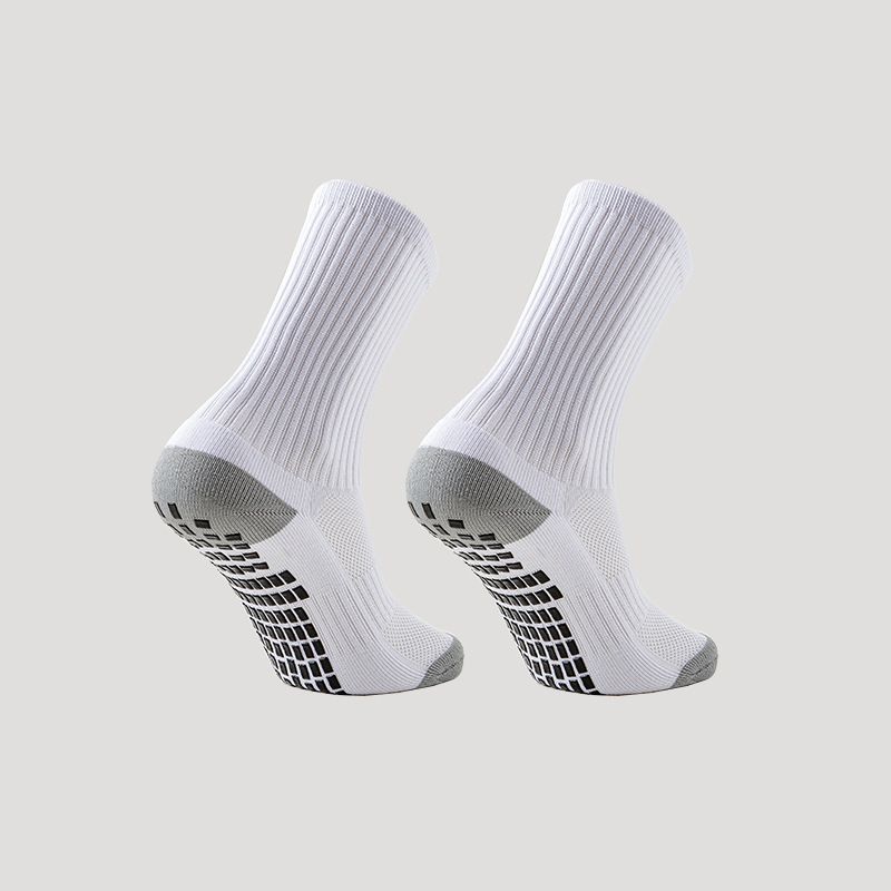 Professional Men's Mid Calf Soccer Socks Silicone Anti-Slip Training Socks Thickened Terry Cloth Sole Breathable Sweat Wicking Running Socks_desvips.com