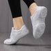 853White Leather Upper Aerobics Shoes Women Lightweight Cheerleading Sneakers Girls Athletic Footwear Fitness Dancing_desvips.com