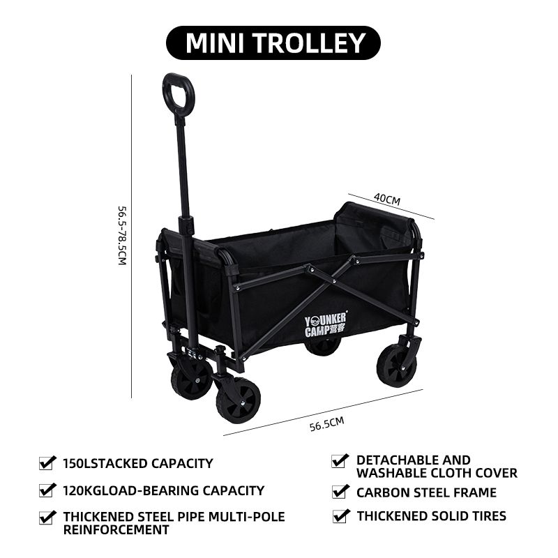 Mini Collapsible Folding Utility Beach Wagon Cart Heavy Duty Large Capacity Fold Wagon Outdoor Trolley Portable Camping Cart_desvips.com