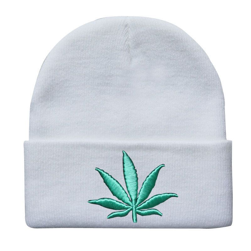 3D Embroidered Tree Leaves For Men And Women Students Pullover Beanie Warm Knitted Hat_desvips.com