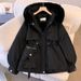 women's Mid Length Waist Cinching Slimming Hooded Big Fur Collar With Plush Cotton In Large Size_desvips.com
