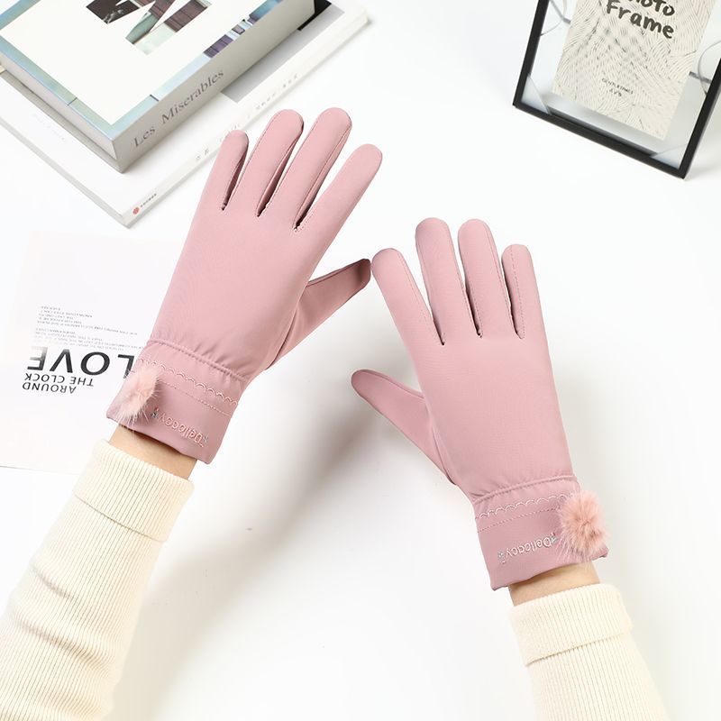 Autumn And Winter Women's Touchscreen Outdoor Fleece-Lined Warm Cycling Gloves_desvips.com