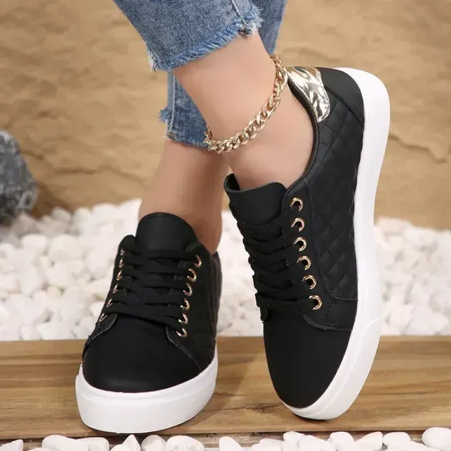 Free Shipping Women Size White Sneakers 2026 Spring Autumn Womens Fashion Black Laceup Soft Soled Pu Leather Ladies_desvips.com