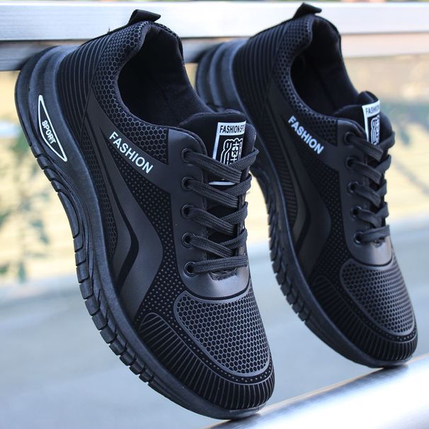 Men's Shoes 2025 New Leather Sneakers Breathable Casual Running Shoes Black Soft Sole Casual Foreign Trade Large Size Men's Shoes_desvips.com