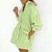 Women's Clothing temperament shirt jacquard striped puff sleeve shorts commuting design casual suit_desvips.com