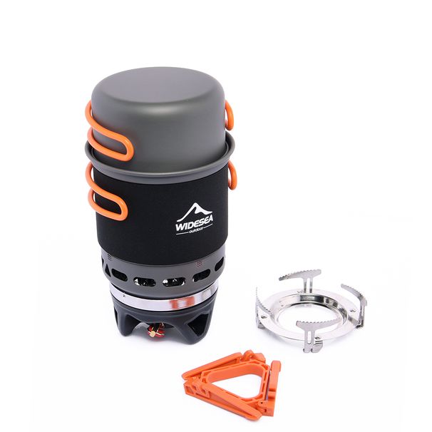 Widesea Camping Cooking System With Heat Exchanger Outdoor Gas Burner Stove Tourist Pot Set Cup Tableware Cookware_desvips.com