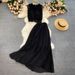Women's fashion high-waisted lean pressed chiffon skirt two-piece set_desvips.com