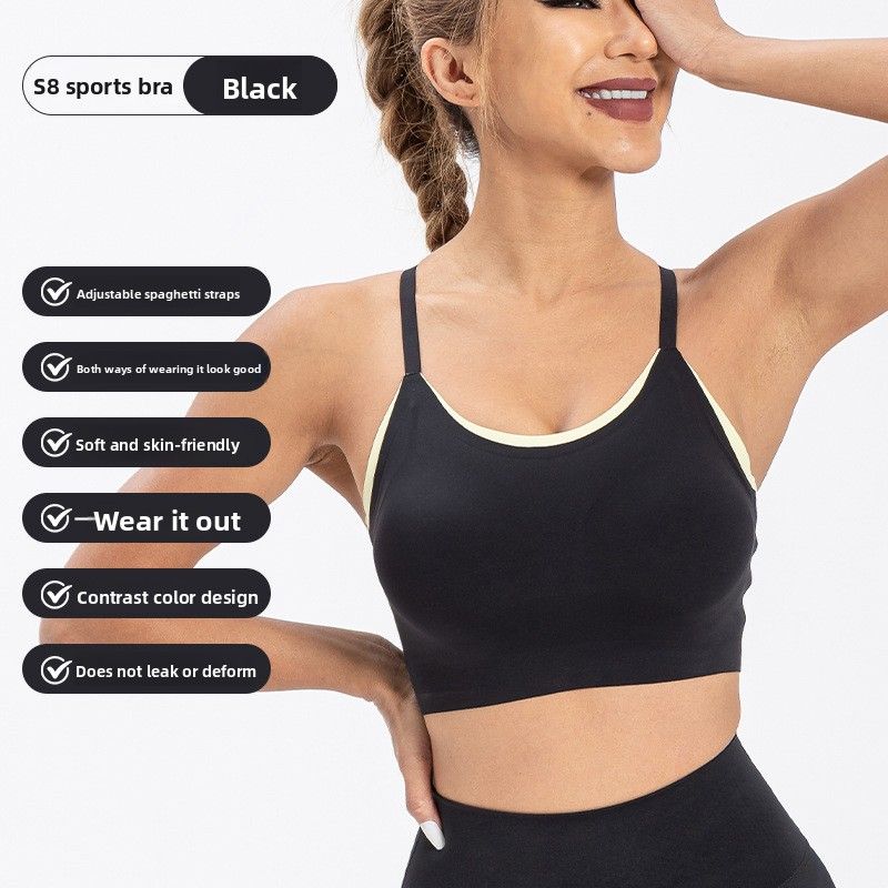 Yoga Wear Sports For Women Fitness Running Pilates Small Flower Bud Beautiful Back Thin Strap Adjustable Bra_desvips.com