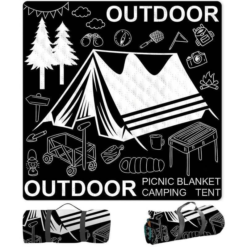 Black With Thickened Inner Padding, Portable For Picnics And Beaches, Lawn Outdoor Ground Mat, Ultrasonic Picnic Mat_desvips.com
