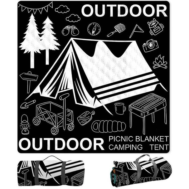 Black With Thickened Inner Padding, Portable For Picnics And Beaches, Lawn Outdoor Ground Mat, Ultrasonic Picnic Mat_desvips.com
