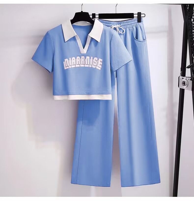 Women's Clothing Fashion hoodie wide-leg pants two-piece running suit_desvips.com