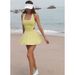 One-piece Tennis Skirt Moisture-wicking Back Hollow Outdoor Sports Dress Badminton Yoga Suit For Women_desvips.com