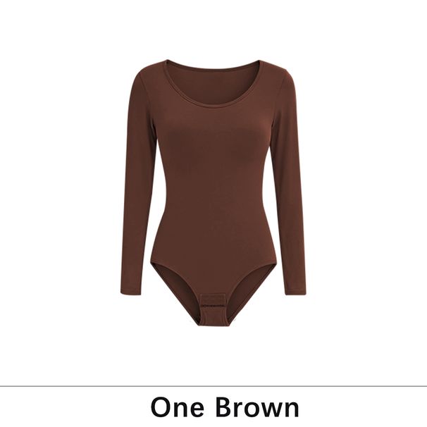 Women 1Pack Long Sleeve Bodysuit Shapewear Slimming Body Shaper Round Neck Seamless Shapers New Fashion Black Top_desvips.com