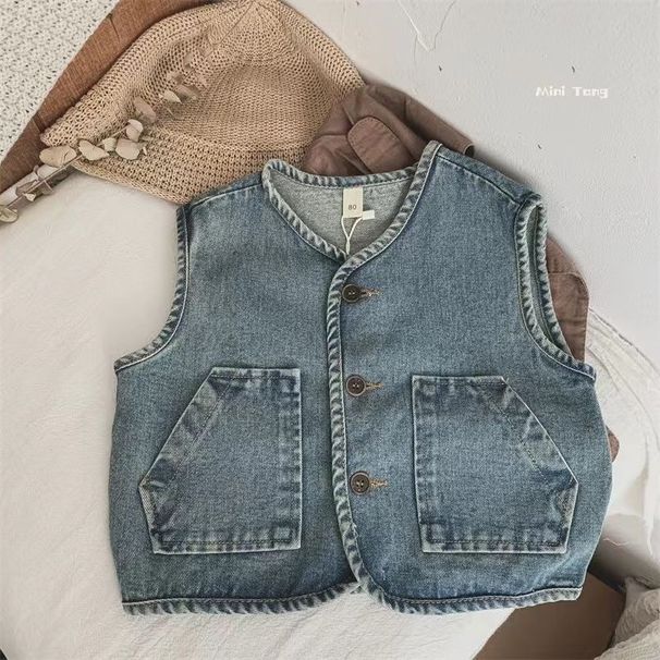 Children's Denim Vest, New Stylish Outerwear Vest For Kids, Toddler Baby Spring And Autumn Jacket_desvips.com