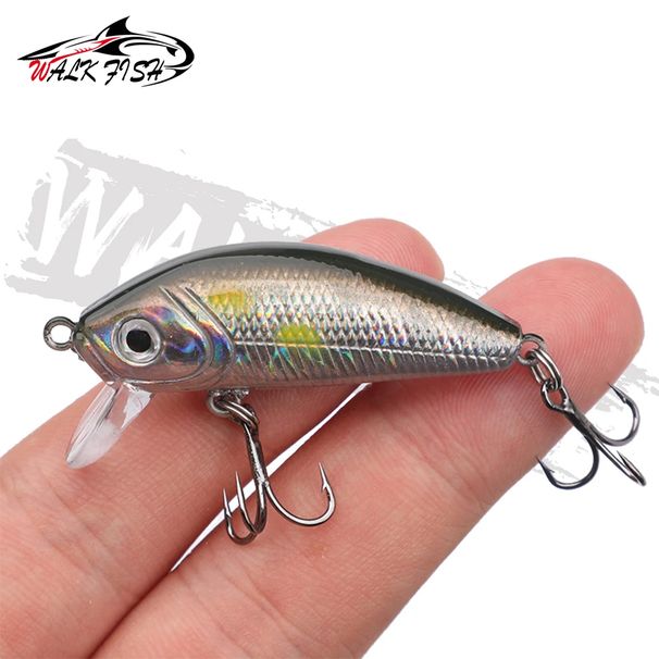 WALK Fish 1Pcs 5cm 4g Floating Minnow Bait 3D Eyes Crankbait Wobbler Artificial Hard Plastic Fishing Lure Freshwater Sea Fishing_desvips.com