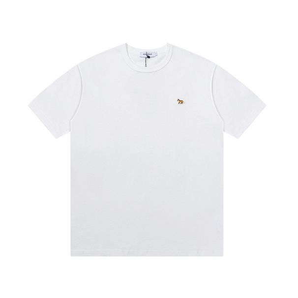 Niche Style Men's Short Sleeve Light Luxury Simple Solid Color Little Fox Embroidery Casual T-Shirt MAISON KITSUNE_desvips.com